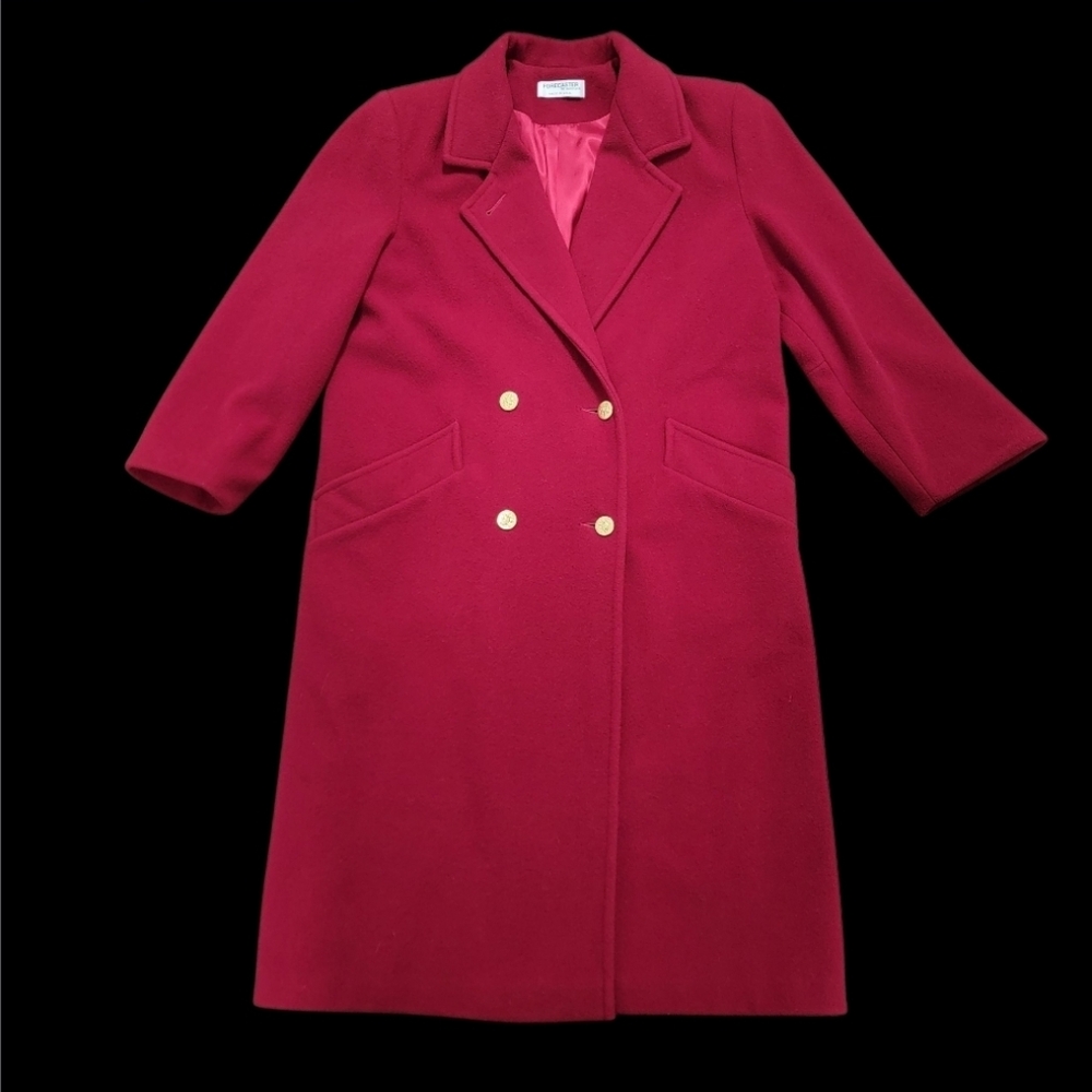 Forecaster of Boston Red Preppy Wool Boot Length Long Coat Lined Vtg Size 9/10